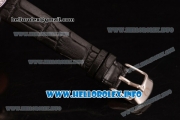 Omega De Ville Prestige Miyota Quartz Steel Case with White MOP Dial Diamonds Bezel and Black Leather Strap