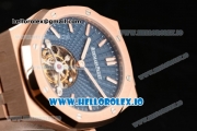 Audemars Piguet Royal Oak Tourbillon Swiss Tourbillon Manual Winding Movement Rose Gold Case Blue Dial With Stick Markers Rose Gold Bracelet