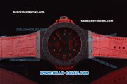 Hublot Big Bang King Swiss Valjoux 7750 Automatic Ceramic Case with Black Dial and Red Rubber Strap