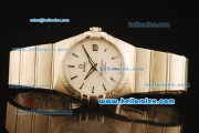 Omega Constellation Co-Axial Swiss ETA 2824 Automatic Full Steel with White Dial and Silver Stick Markers