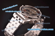 Breitling Chronomat B01 GMT Swiss Valjoux 7750 Automatic Steel Case/Strap with Diamond Bezel and Grey Dial