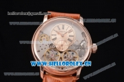 Audemars Piguet Jules Audemars Skeleton Tourbillon Asia ST25 Automatic Rose Gold Case Rose Gold Dial Roman Numeral Markers and Brown Leather Strap