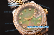 Rolex Datejust 2813 Automatic Two Tone Case/Strap with Grey MOP Dial and Diamond Bezel ETA Coating