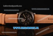 Panerai PAM00528 Lo Scienziato Luminor 1950 Tourbillon GMT Asia Automatic PVD Case with Skeleton Dial and Brown Leather Strap