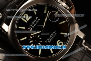Panerai Luminor Marina Automatic Asia Automatic Steel Case Black Dial Stick/Arabic Numeral Markers With Steel Bezel Black Leather Strap