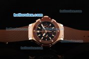 Hublot Big Bang Chronograph Swiss Valjoux 7750 Automatic Movement Black Dial with Stick Markers and Chocolate Rubber Strap