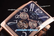 Franck Muller Long Island Tourbillon Automatic Movement Rose Gold Case with Black Dial and White Numeral Markers