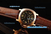 Panerai Luminor Marina PAM00366 Manual Winding Movement ETA Coating Case with Black Dial and Brown Leather Strap