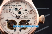 IWC Big Pilot Double Tourbillon Asia ST28 Automatic Rose Gold Case with White Dial and Brown Leather Strap Stick/Arabic Numeral Markers