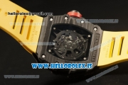 Richard Mille RM35-02 Carbon Fiber With Miyota 9015 Movement 1:1 Clone Yellow Rubber