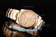 Rolex Datejust Automatic Movement Two Tone with Diamond Markers and Gold Dial