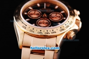 Rolex Daytona Oyster Perpetual Swiss Valjoux 7750 Chronograph Movement Full Rose Gold with Black Dial and Stick Markers
