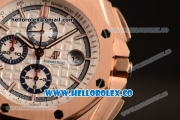 Audemars Piguet Royal Oak Offshore Summer Edition Chrono Clone AP Calibre 3126 Automatic Rose Gold Case with White Dial Stick Markers and White Rubber Strap - 1:1 Original (JF)