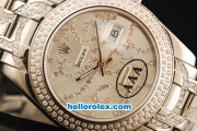 Rolex Datejust Rolex 3135 Automatic Movement Full Steel with Diamond Bezel and Diamond Strap