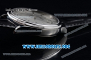 Rolex Cellini Clone Rolex 3132 Automatic Steel Case with Silver Dial Black Leather Strap - (BP)