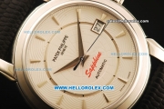 Patek Philippe Calatrava Swiss ETA 2836 Automatic Steel Case with White Dial and Black Leather Strap