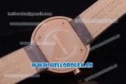 Greyhours Essential Miyota Quartz Rose Gold Case with White Dial Stick Markers and Grey Leather Strap