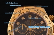 Rolex Daytona Swiss Valjoux 7750-DD Automatic Gold Case with Black Dial and Diamond Markers