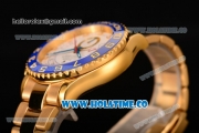 Rolex Yachtmaster II Chrono Swiss Valjoux 7750 Automatic Full Yellow Gold with White Dial Blue Bezel and Dot Markers (BP)