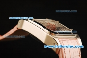 Cartier Santos 100 1:1 Original Swiss ETA 2671 Automatic Movement Silver Dial with Roman Markers and Pink Leather Strap