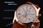 Patek Philippe Complications ST18 Automatic Rose Gold Case with Black Roman Numeral Markers and White Dial