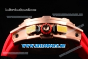 Richard Mille RM 60-01 Asia 2813 Automatic Rose Gold Case with Skeleton Dial and Red Rubber Strap Rose Gold Bezel (EF)