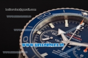 Omega Seamaster Planet Ocean Chrono Swiss Valjoux 7750 Automatic Titanium Case with Blue Dial and Stick Markers (BP)