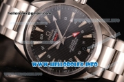 Omega Aqua Terra 150m GMT Clone Omega 8505 Automatic Stainless Steel Case/Bracelet with Black Dial and Stick Markers