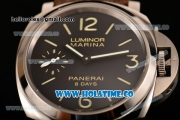 Panerai PAM 510 Luminor Marina 8 Days Acciaio Clone P.5000 Manual Winding Steel Case with Black Dial Brown Leather Strap and Stick/Arabic Numeral Markers (ZF)