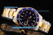 Rolex Submariner Swiss ETA 2836 Automatic Movement Steel Case with Blue Dial and Two Tone Strap 43mm