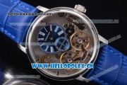 Audemars Piguet Jules Audemars Skeleton Tourbillon Asia ST25 Automatic Steel Case Blue Dial Roman Numeral Markers and Blue Leather Strap