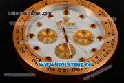 Rolex Daytona Swiss Quartz Yellow Gold Case with White Dial Red Diamonds Markers - Wall Clock