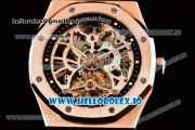 Audemars Piguet Royal Oak Skeleton Tourbillon Swiss Tourbillon Manual Winding Rose Gold Case Skeleton Dial With Dots Markers Rose Gold Bracelet