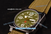Bell & Ross BR03-92 Military Type Asia 2813 Automatic PVD Case with Black Dial and Green Nylon Strap - ETA Coating