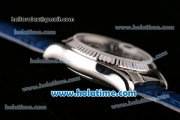 Rolex Day-Date Asia 2813 Automatic Steel Case with Blue Leather Strap Stick Markers and Blue Dial (BP)