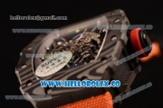 Richard Mille RM 055 Miyota 9015 Automatic Carbon Fiber Case with Skeleton Dial and Orange Nylon/Leather Strap