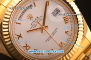 Rolex Day-Date II Rolex 3156 Movement Yellow Gold Case/Strap with White Dial and Roman Markers