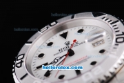 Rolex Yacht-Master Oyster Perpetual Chronometer Automatic with White Dial,White Bezel and Black Round Bearl Marking-Small Calendar
