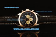 Breitling Transocean Chronograph Quartz Steel Case with Rose Gold Bezel and Black Dial