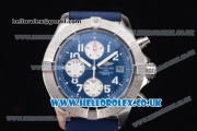 Breitling Avenger Seawolf Chrono Miyota OS10 Quartz Steel Case with Blue Dial Blue Rubber Strap and Arabic Number Markers