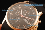 IWC Portuguese Yacht Club Automatic Movement Rose Gold Case with Rose Gold Arabic Numerals and Black Rubber Strap