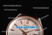 Tag Heuer Carrera Calibre 5 Automatic Swiss ETA 2824 Automatic Steel Case with White Dial Stick Markers and Rose Gold Bezel