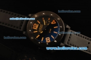U-Boat U-42 Automatic Movement PVD Case with Black Dial and Black Leather Strap-Orange Markers