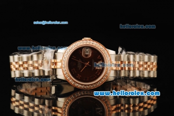 Rolex Datejust Automatic Movement ETA Coating Case with Brown Dial and Roman Numerals-Two Tone Strap