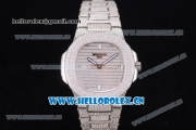 Patek Philippe Jumbo Nautilus Miyota 9015 Automatic Steel/Diamonds Case with Diamonds Dial and Stick Markers