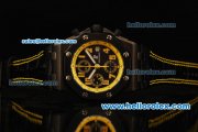 Audemars Piguet Royal Oak Offshore Chronograph Swiss Valjoux 7750 Automatic Movement PVD Case with Yellow Markers and Black Leather Strap-Run 9@sec Audemars Piguet Royal Oak Offshore Chronograph Swiss Valjoux 7750 Automatic Movement PVD Case with Yellow Markers and Black Leather Strap-Run 9@sec