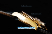 Rolex Datejust Swiss ETA 2836 Automatic Movement Gold Case with Royal Blue Dial and Black Leather Strap