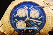 Breitling Chronomat Evolution Chronograph Swiss Valjoux 7750 Automatic Movement Full Gold with Black Dial and Arabic Numeral Markers