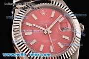 Rolex Datejust II Asia 2813 Automatic Steel Case with Red Dial and Stick Markers - ETA Coating Super LumiNova