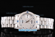 Rolex Day-Date Oyster Perpetual Full Diamond with Diamond Dial and Blue Marking